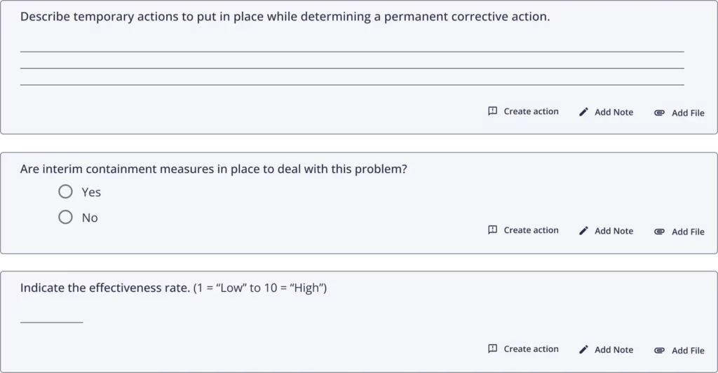 8D Report Template Containment Actions