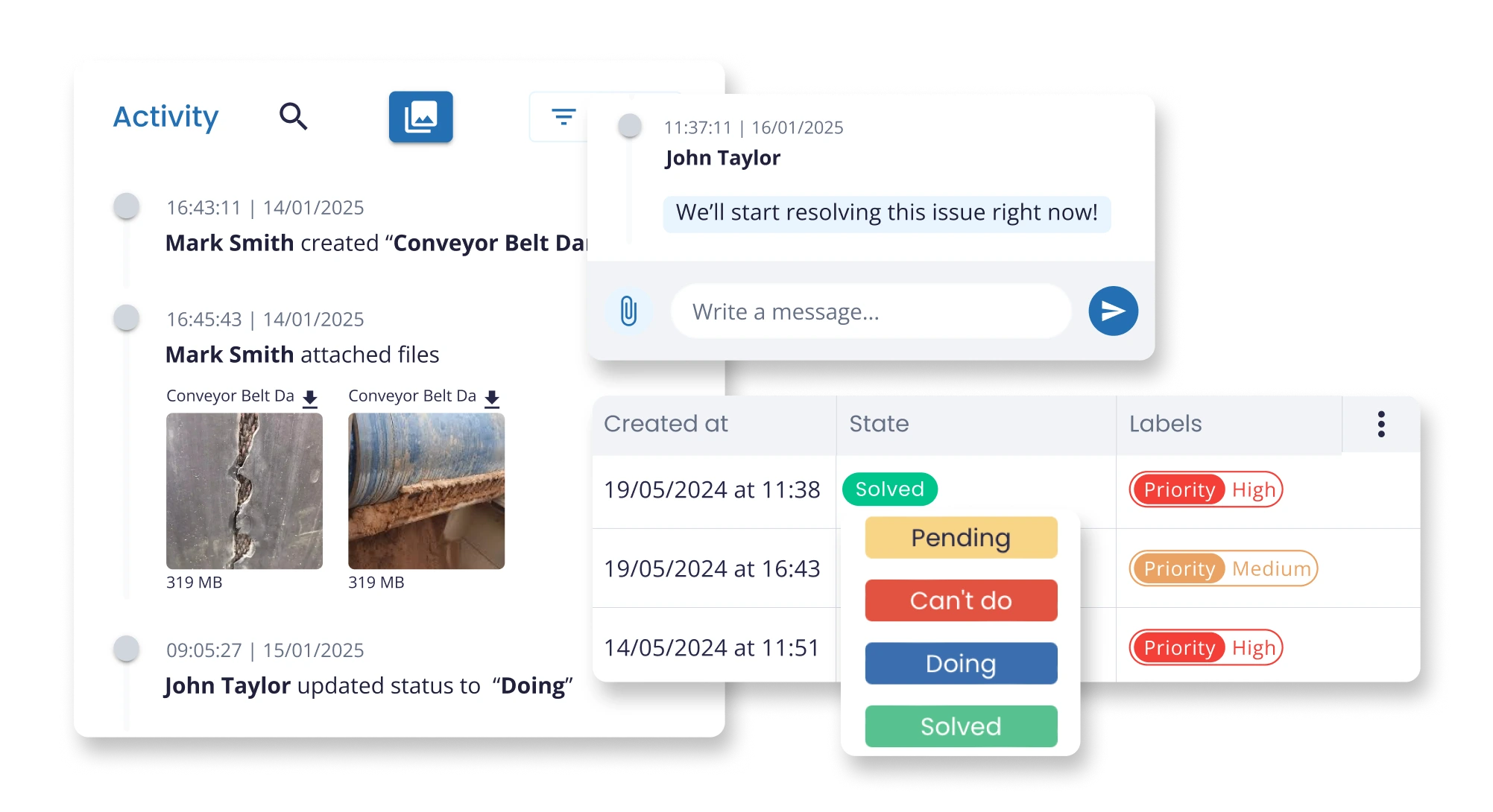 Non-conformities activity tracking