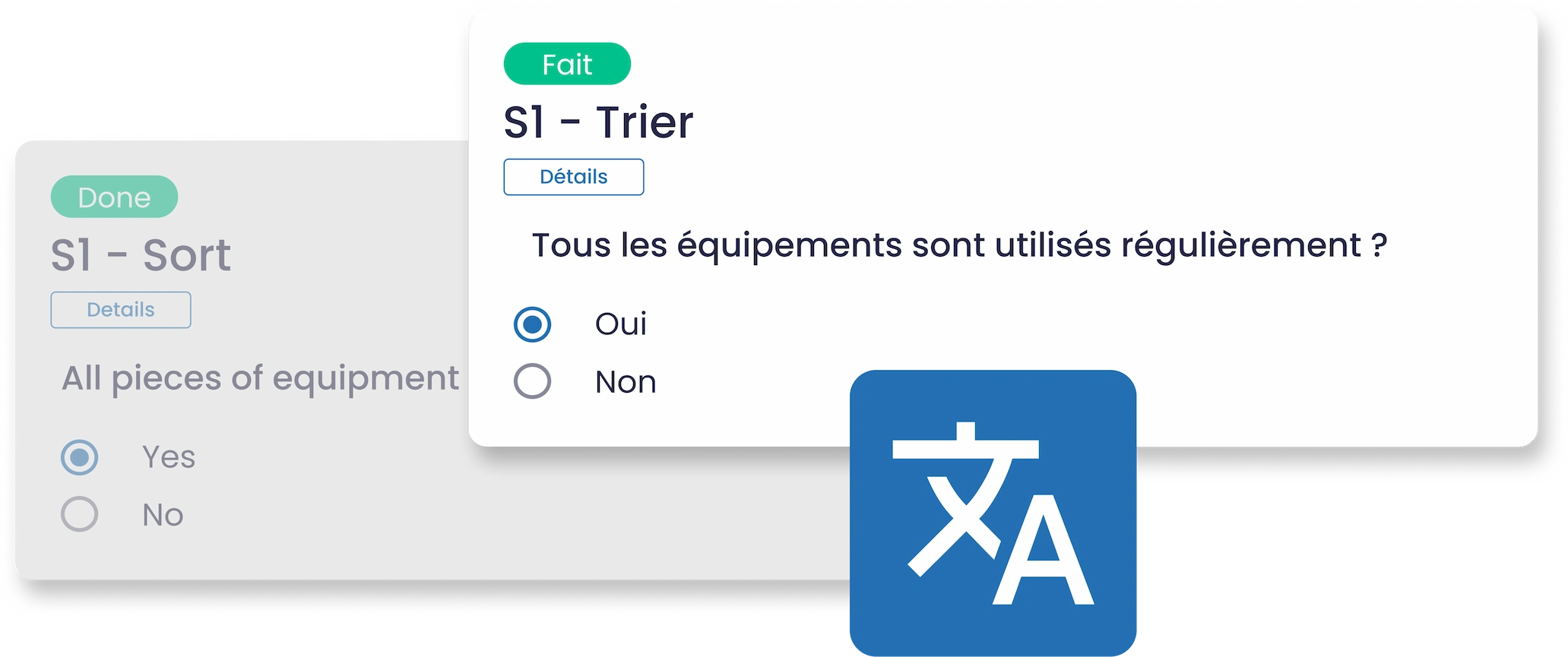 AI Connected Worker features Automated translations shopfloor procedures Traductions automatiques travailleur connecté